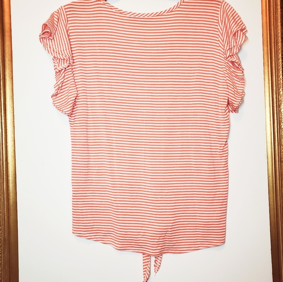 Kim & Cami Off Shoulder Front Tie Candy Stripe Top - Picture 9 of 9